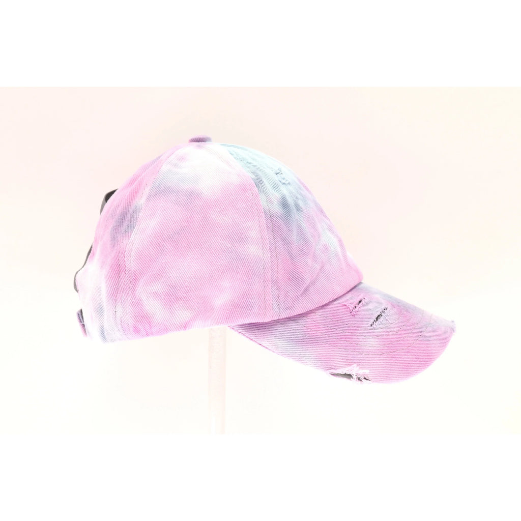 Tie Dye Criss-Cross High Ponytail CC Ball Cap