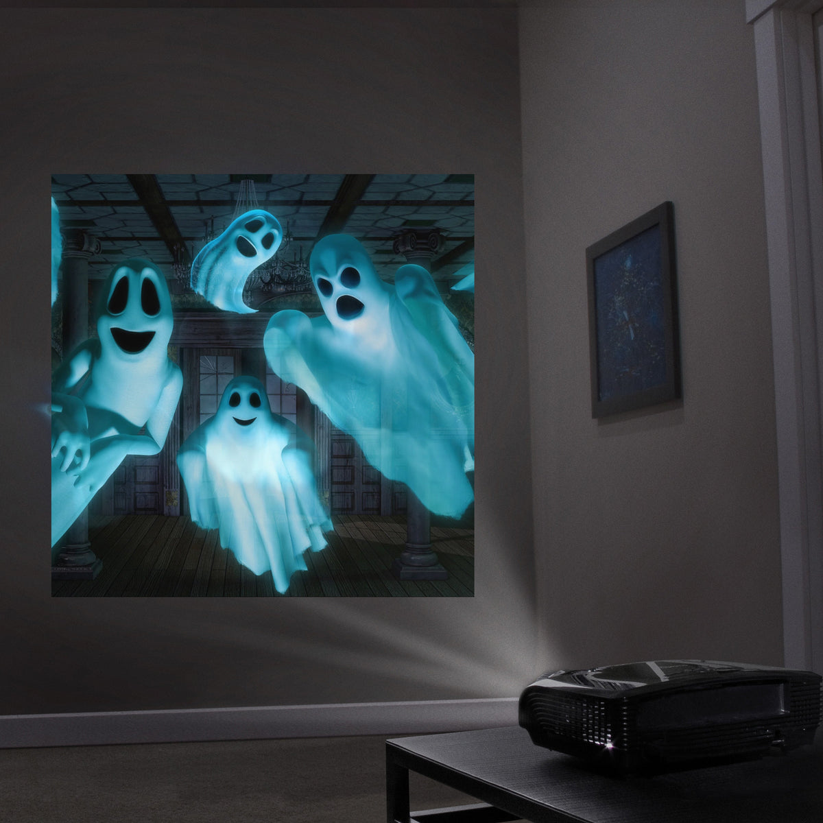 AtmosFX Halloween Digital Decoration USB - Boo Crew + 5.5 ft x 9 ft Projection Screen