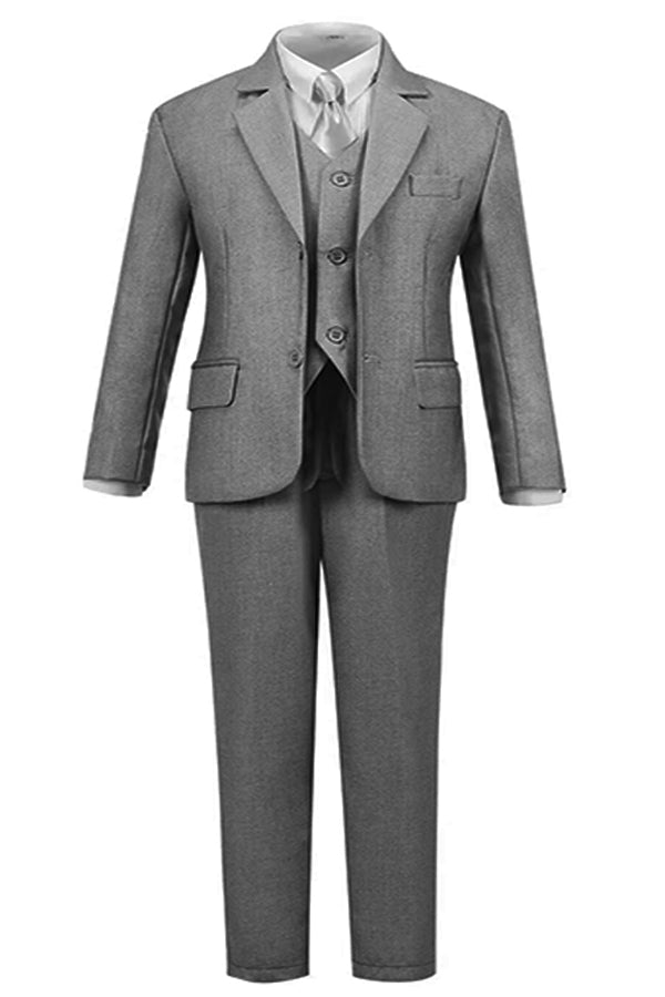 Boys Light Grey 5-Piece Suit Set