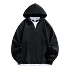 Layered V-Neck Hooded Sweatshirt