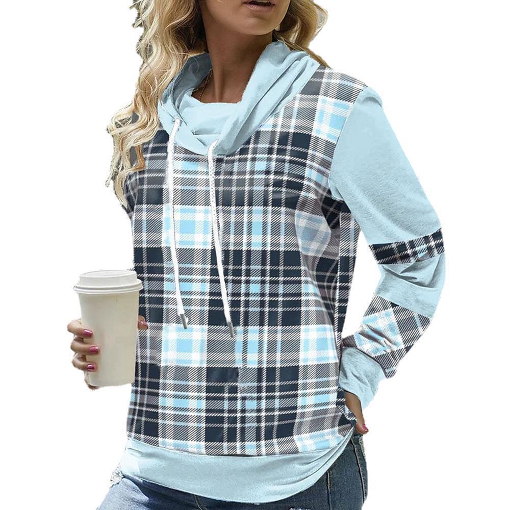 Plaid Print Loose Hooded Top