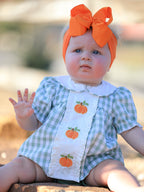 Plaid Applique Girls Romper Set