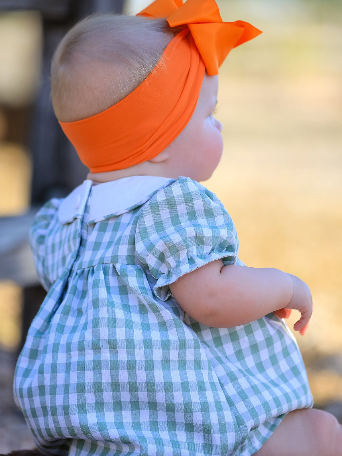 Plaid Applique Girls Romper Set