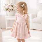 Pink Cotton Eyelet Girls Dress