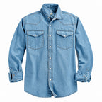 Men's Western Snap Button Shirt — Denim and Twill with Stitched Yoke