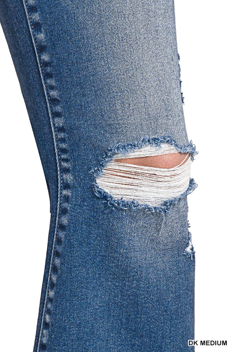 Distressed Flare Dark Wash Jeans