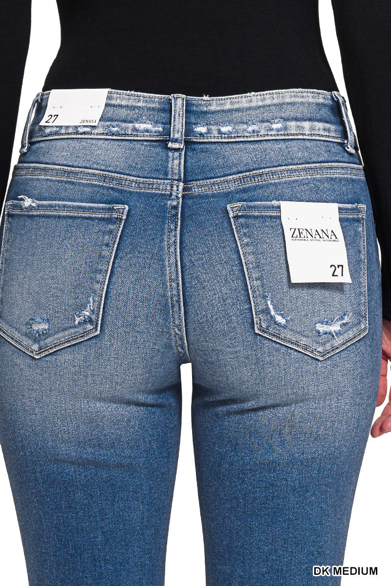 Distressed Flare Dark Wash Jeans