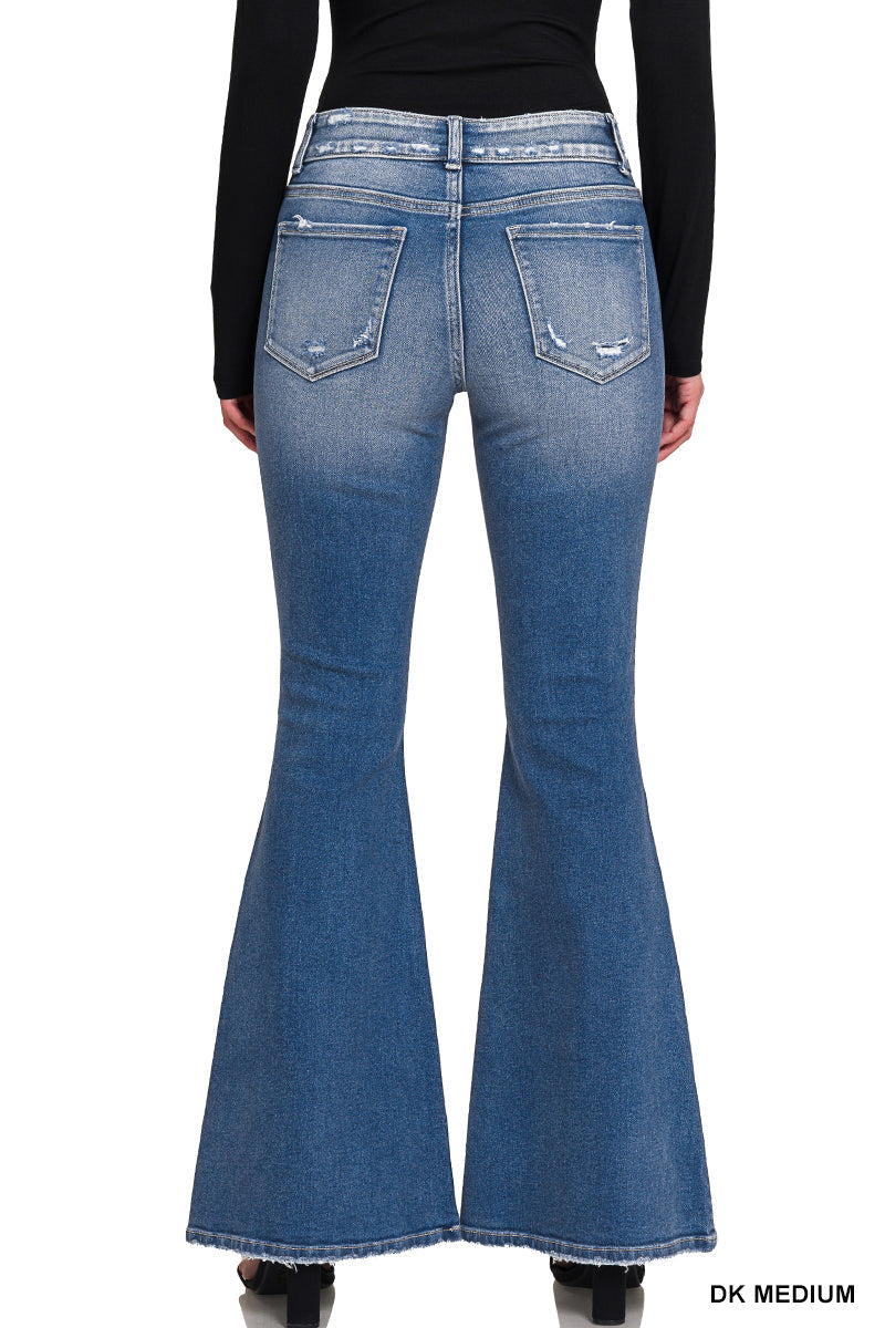 Distressed Flare Dark Wash Jeans