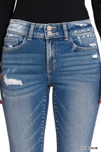 Distressed Flare Dark Wash Jeans