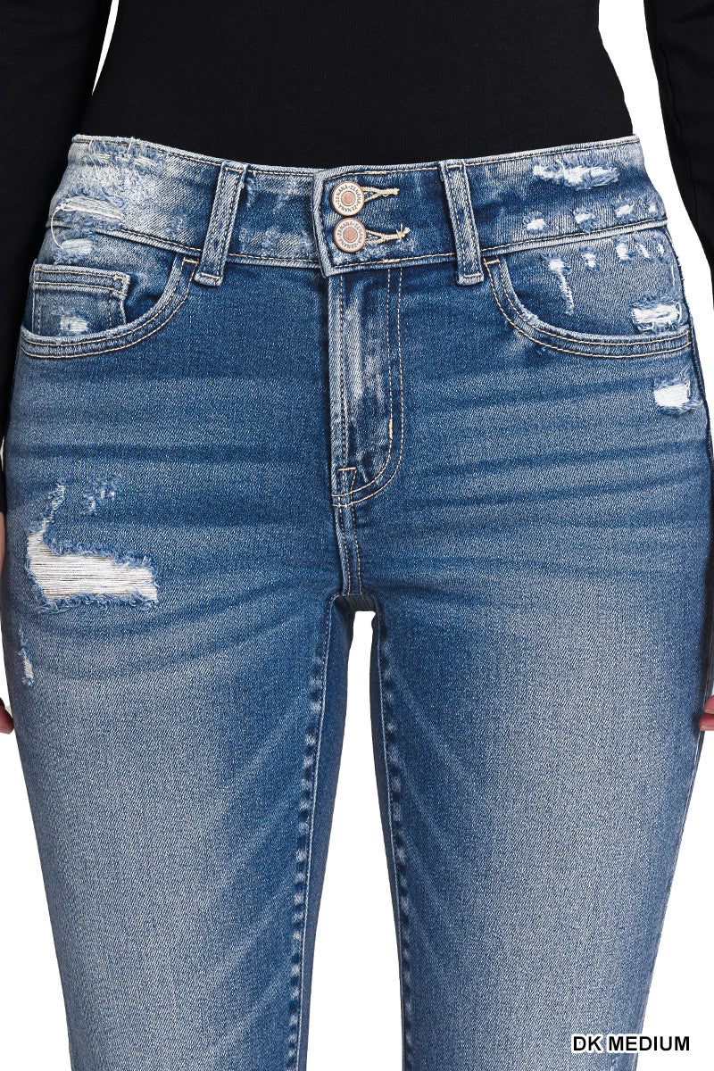 Distressed Flare Dark Wash Jeans