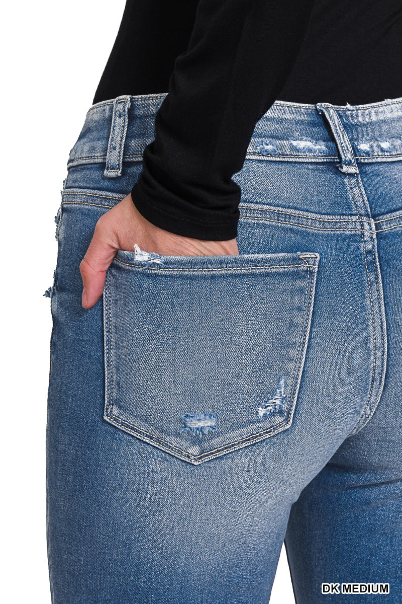 Distressed Flare Dark Wash Jeans