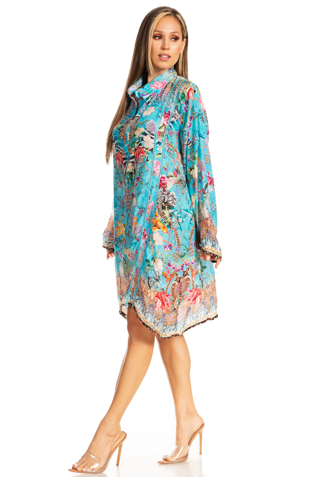 Women's Floral Short Shirt Dress