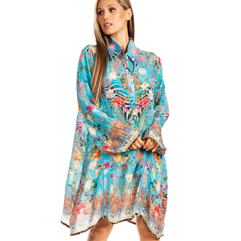 Women's Floral Short Shirt Dress