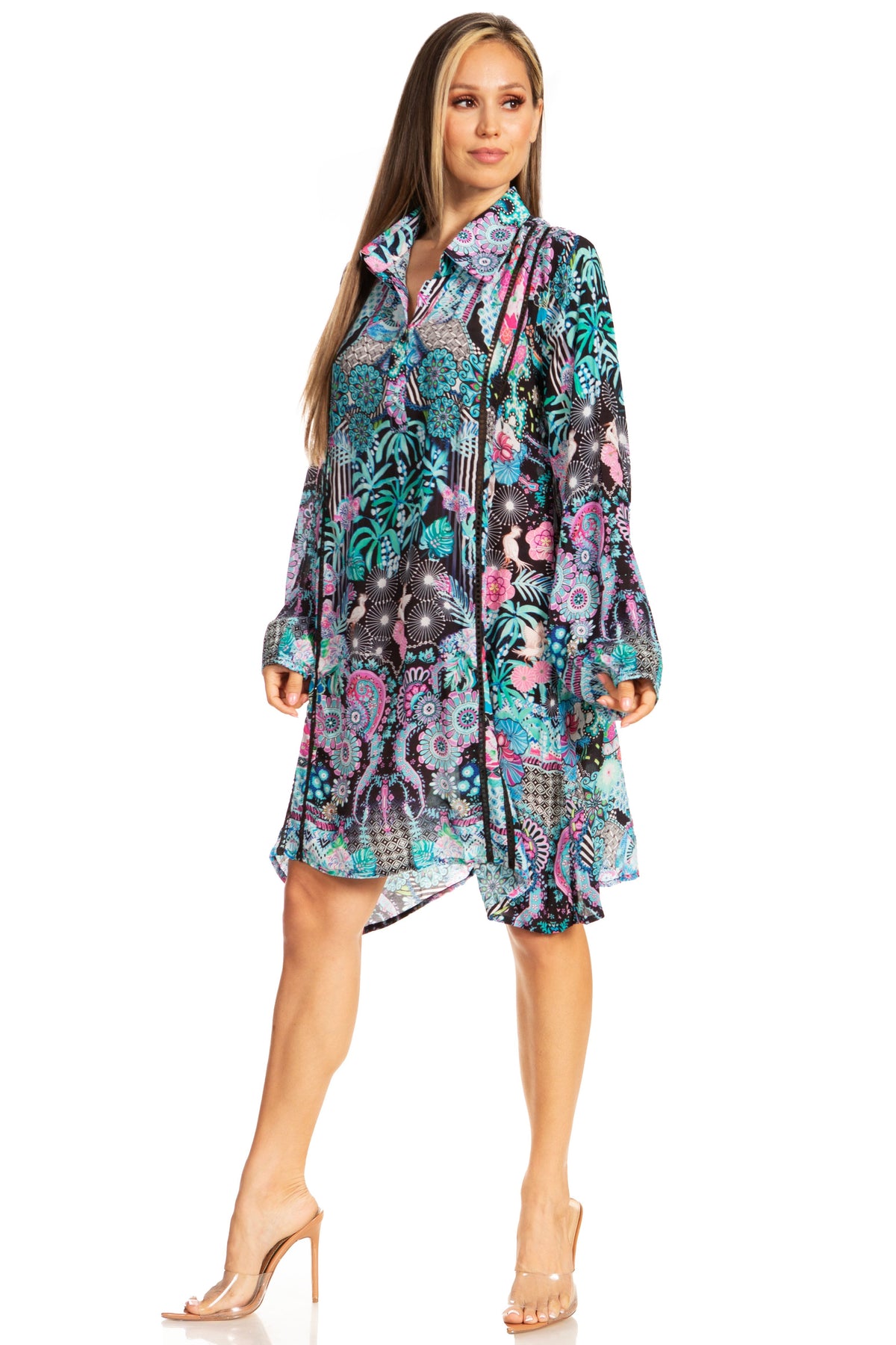 Women's Floral Short Shirt Dress
