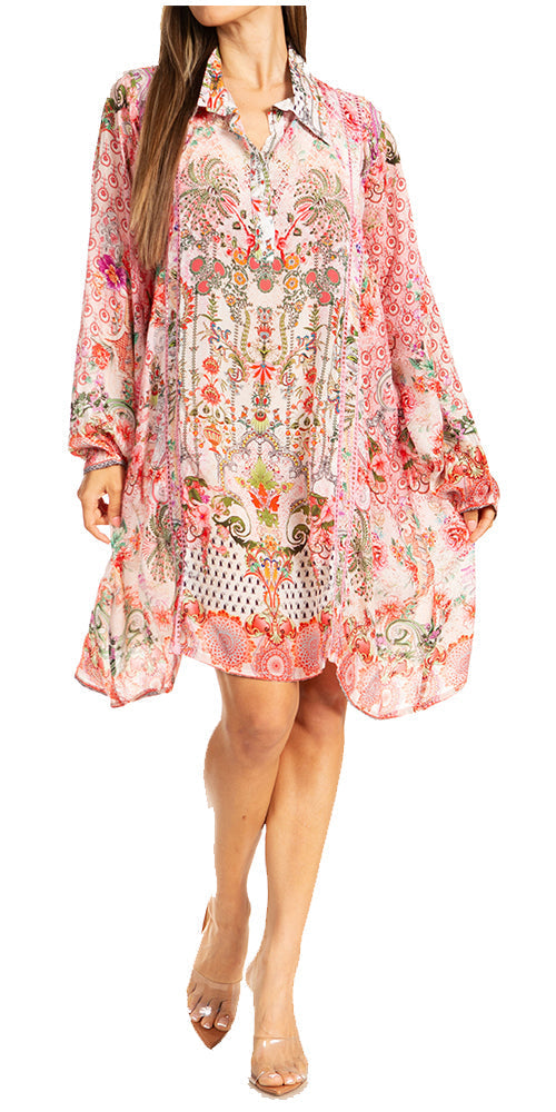 Women's Floral Short Shirt Dress