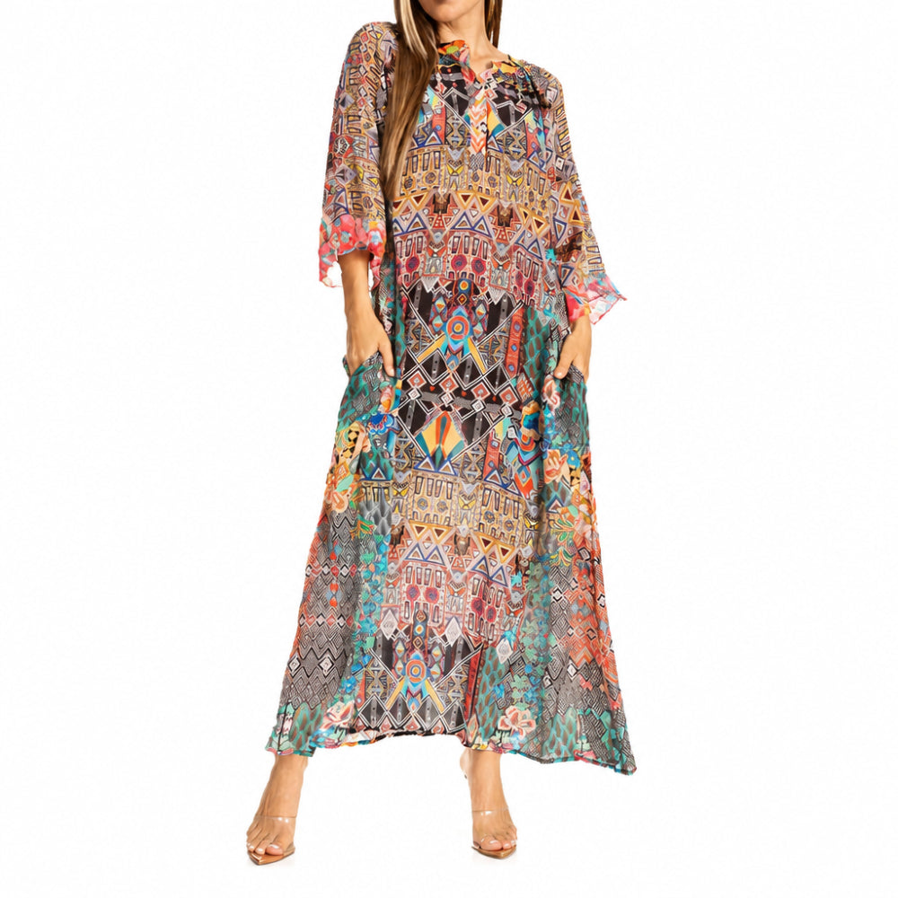 Women's Henley Neck Maxi Dress