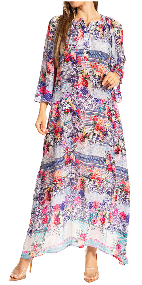 Women's Henley Neck Maxi Dress