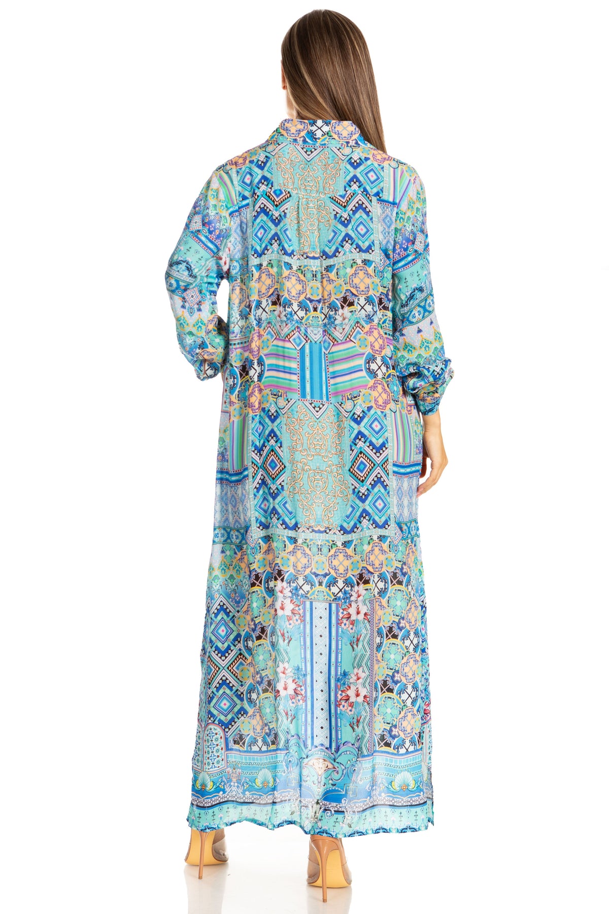 Women's Floral Maxi Shirt Dress