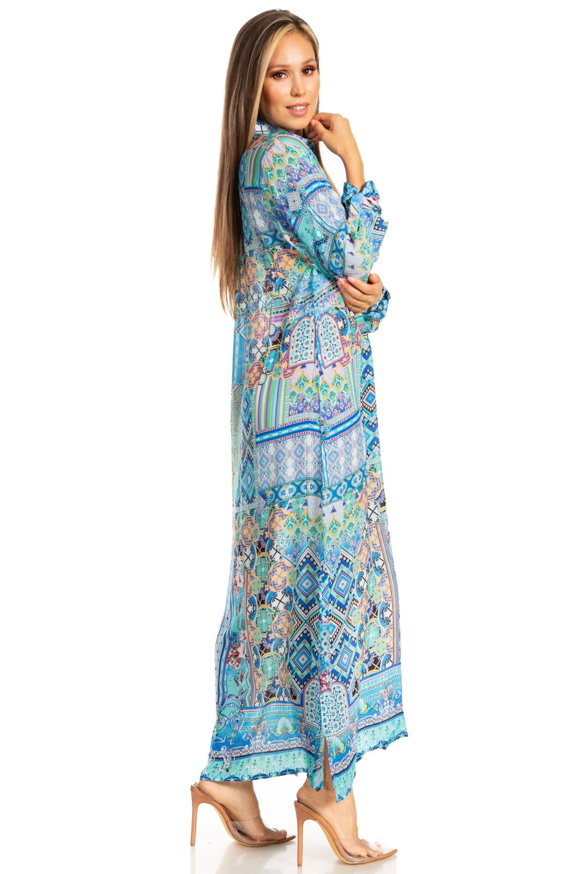 Women's Floral Maxi Shirt Dress