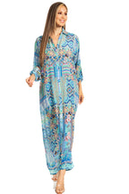Women's Floral Maxi Shirt Dress