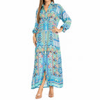 Women's Floral Maxi Shirt Dress