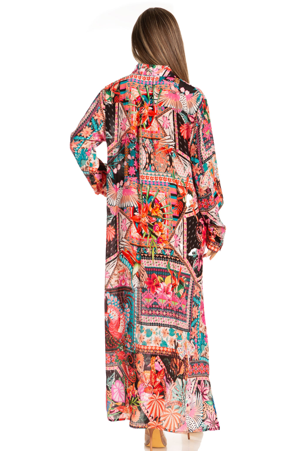 Women's Floral Maxi Shirt Dress