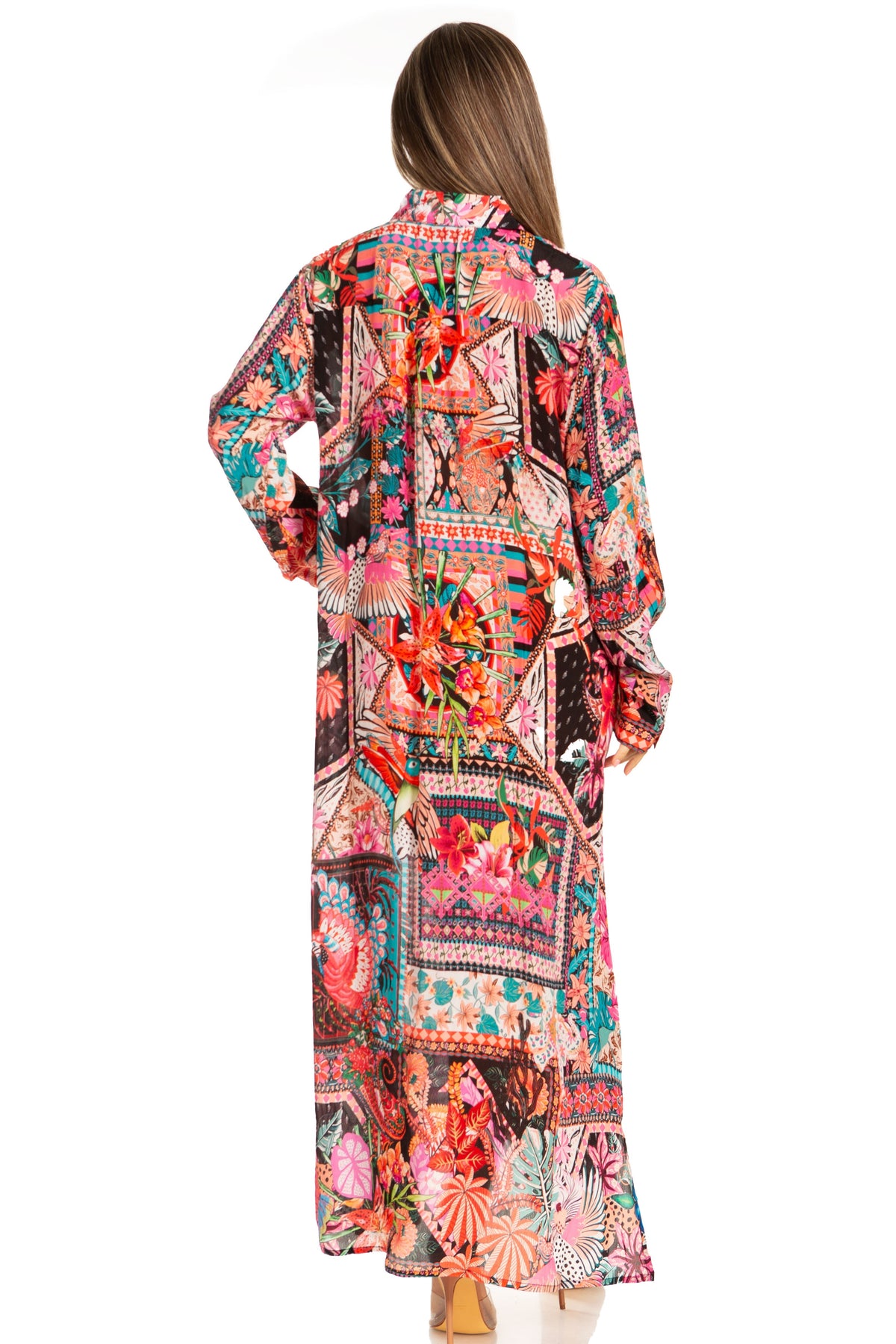 Women's Floral Maxi Shirt Dress