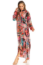 Women's Floral Maxi Shirt Dress