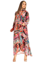 Women's Floral Maxi Shirt Dress