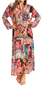 Women's Floral Maxi Shirt Dress