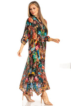 Women's Floral Maxi Shirt Dress