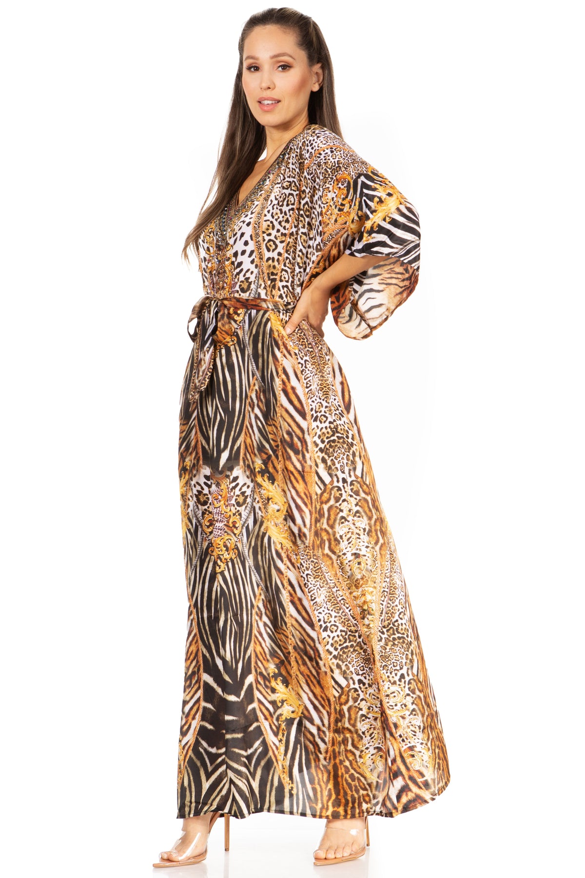 Women's V-Neck Maxi Caftan Dress