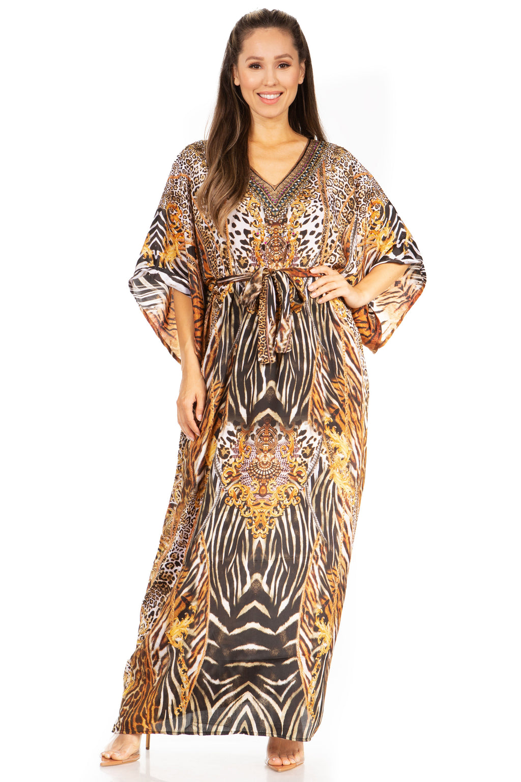 Women's V-Neck Maxi Caftan Dress