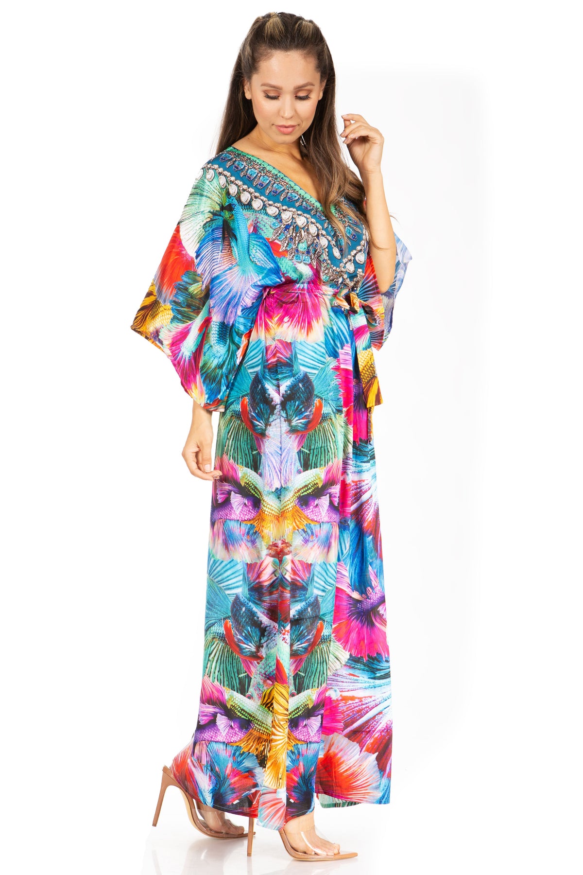 Women's V-Neck Maxi Caftan Dress