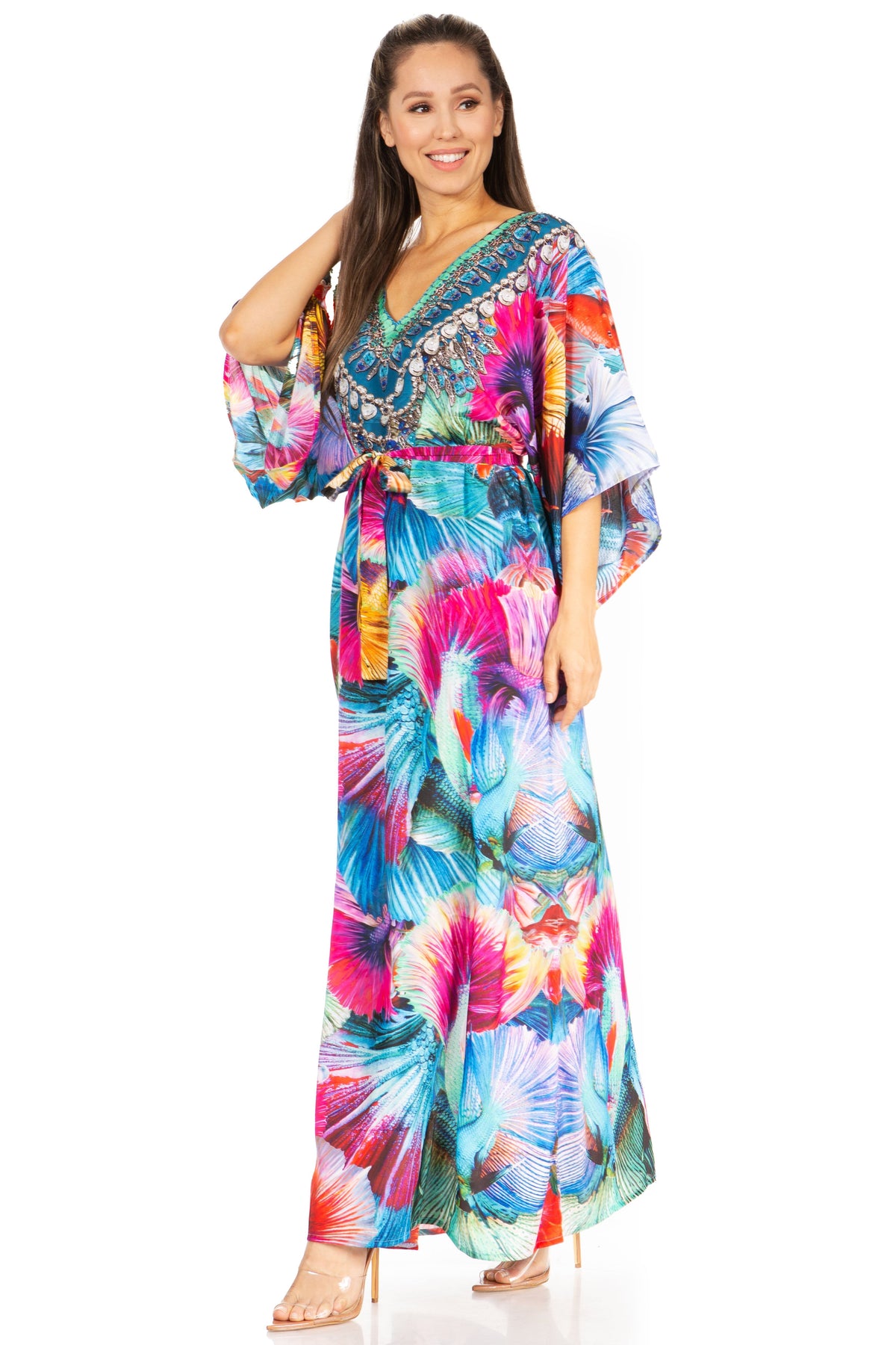 Women's V-Neck Maxi Caftan Dress