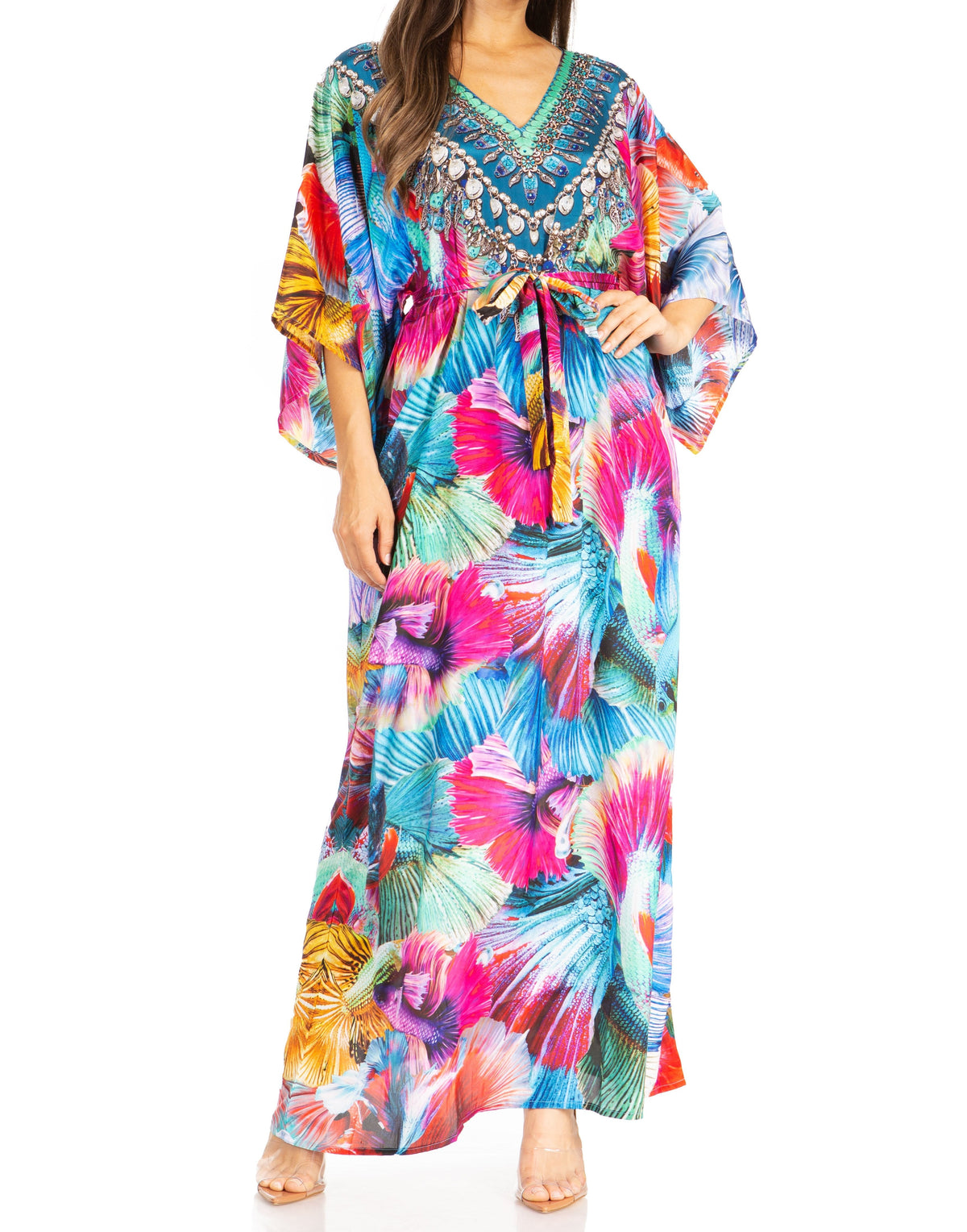 Women's V-Neck Maxi Caftan Dress