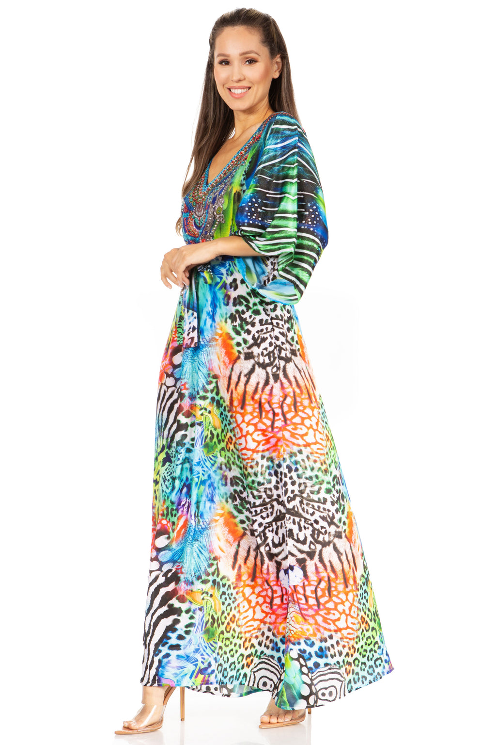 Women's V-Neck Maxi Caftan Dress