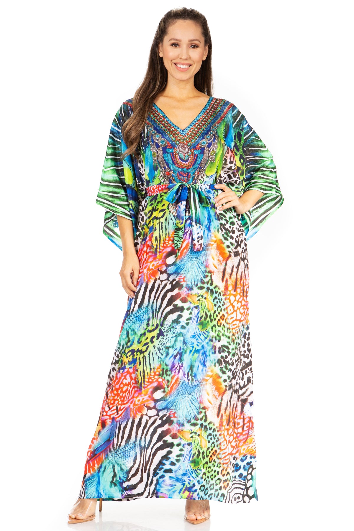 Women's V-Neck Maxi Caftan Dress