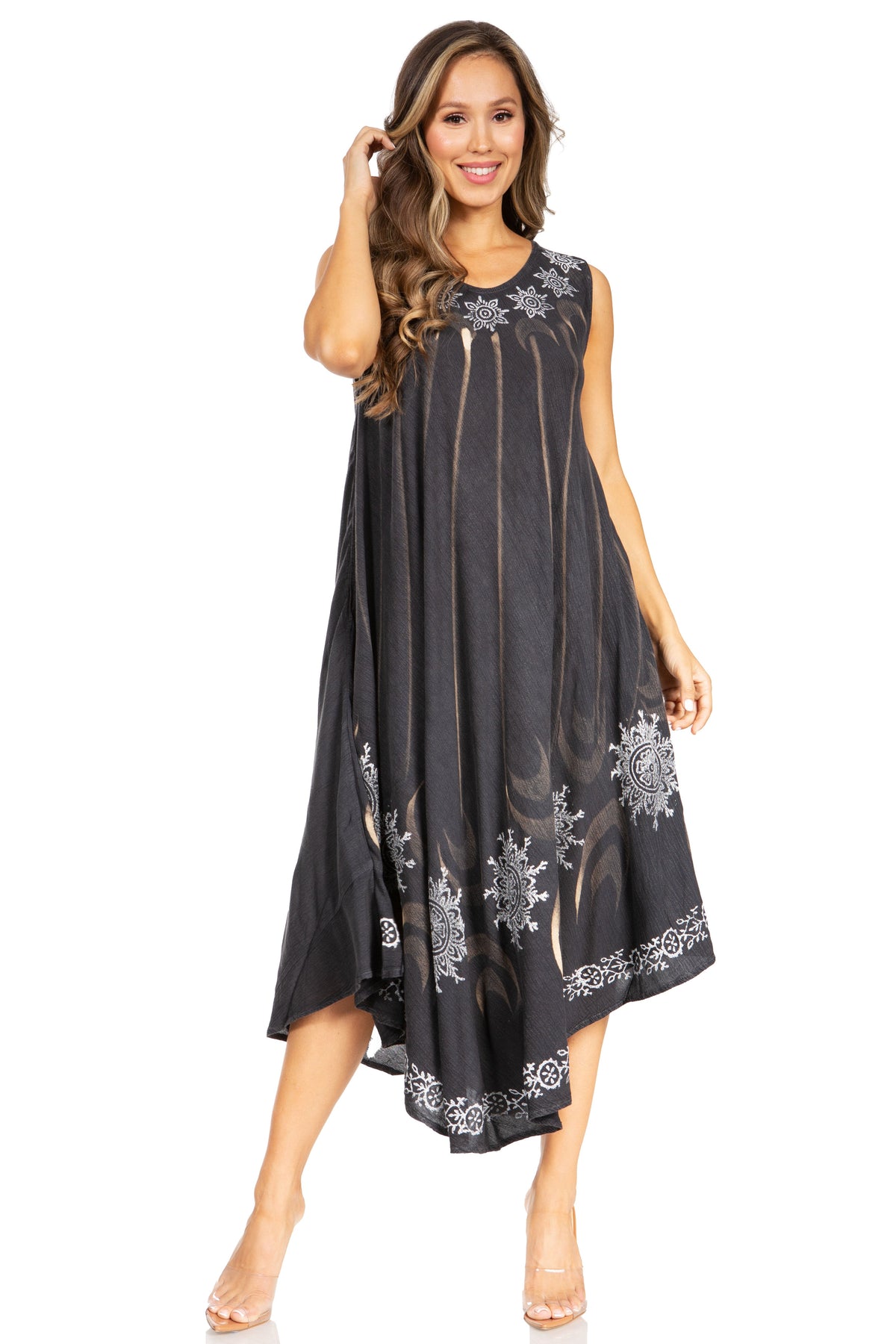 Tie Dye Sleeveless Caftan Dress
