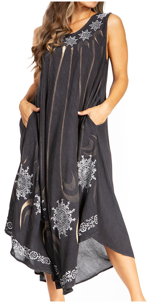 Tie Dye Sleeveless Caftan Dress