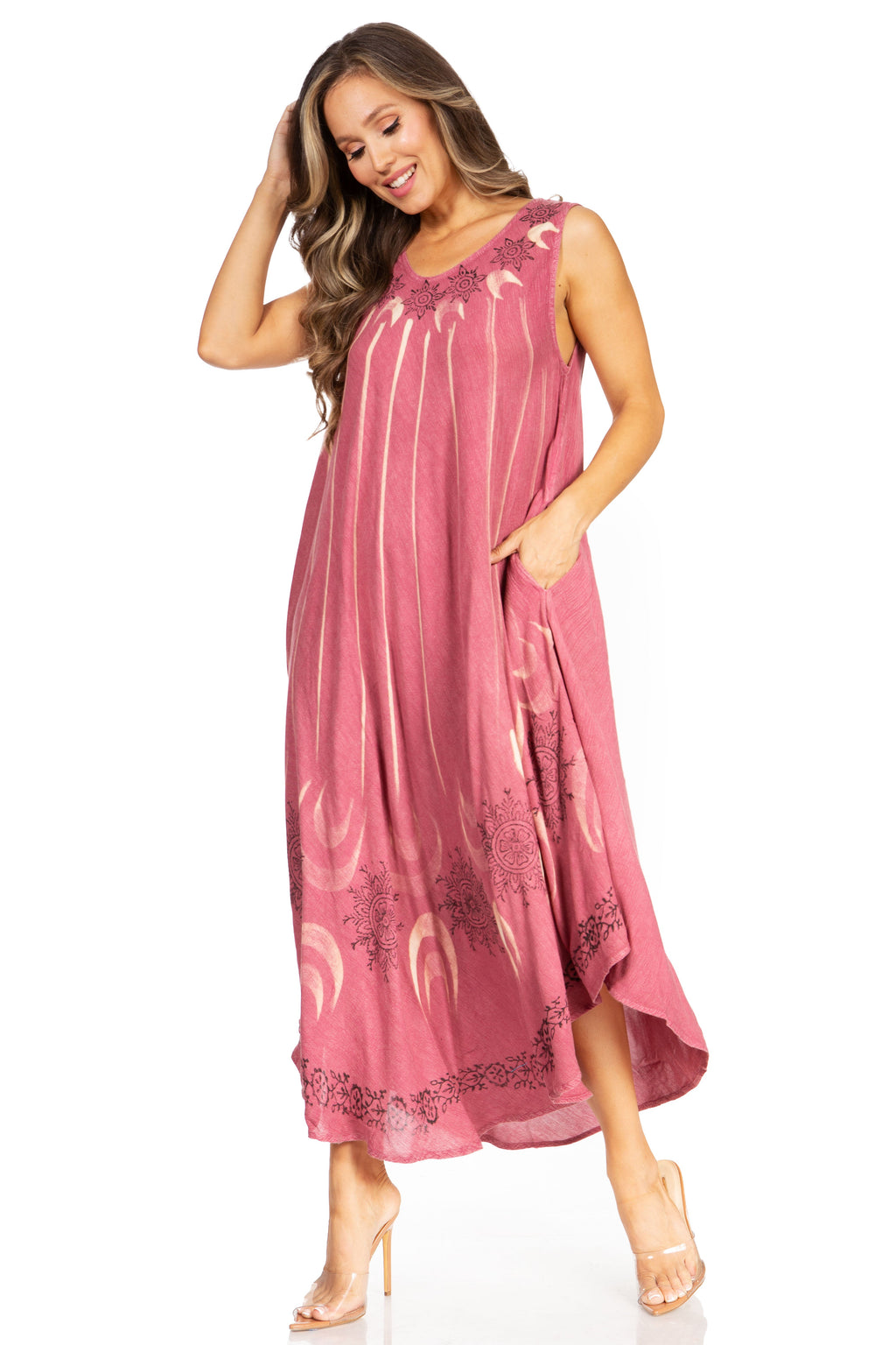 Tie Dye Sleeveless Caftan Dress