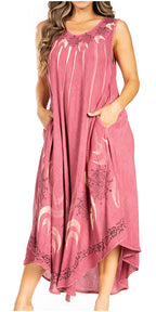 Tie Dye Sleeveless Caftan Dress