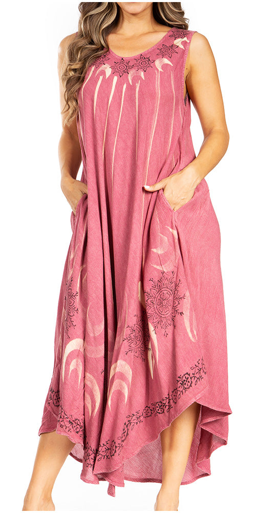Tie Dye Sleeveless Caftan Dress