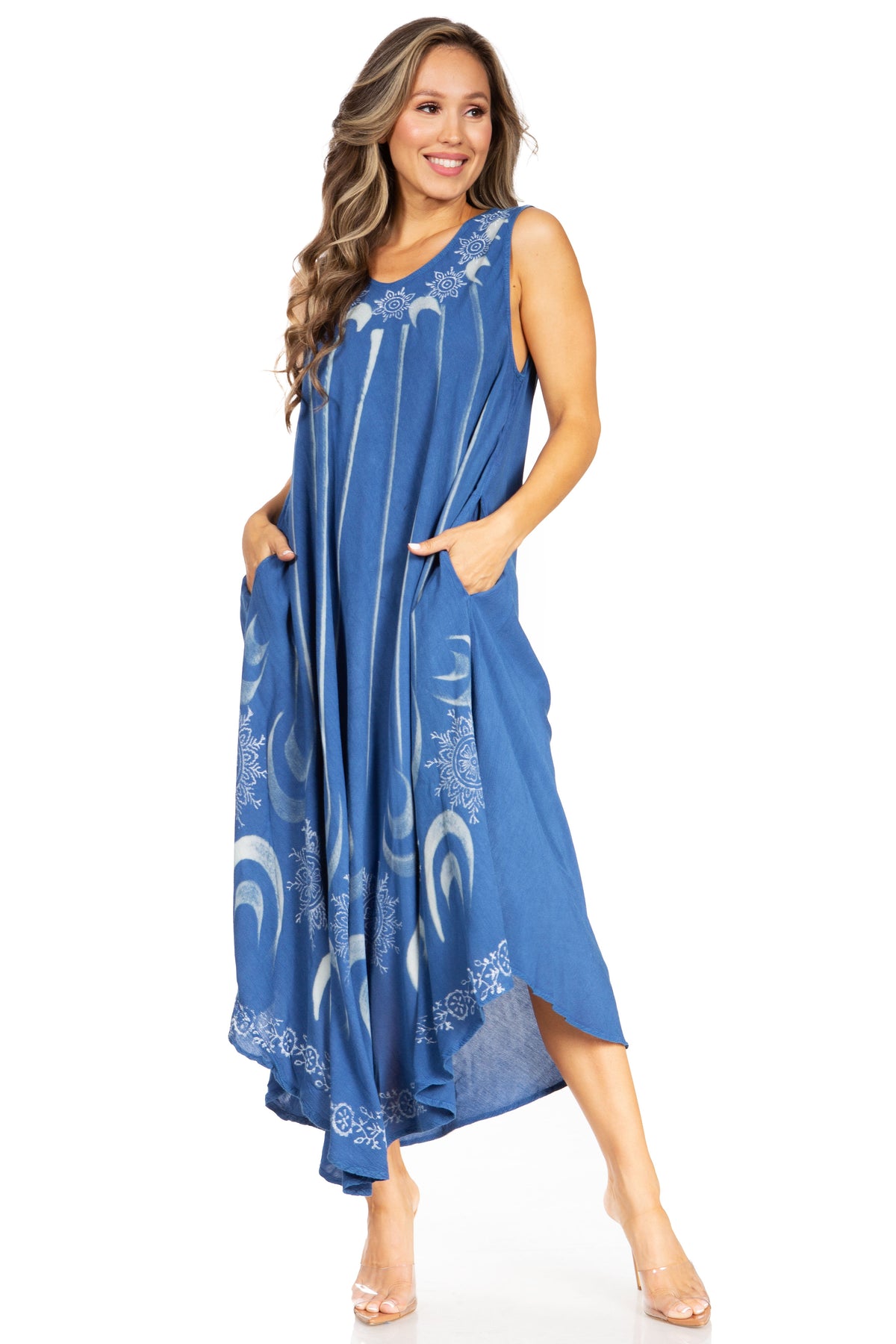 Tie Dye Sleeveless Caftan Dress