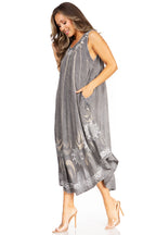 Tie Dye Sleeveless Caftan Dress