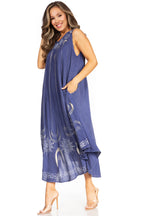 Tie Dye Sleeveless Caftan Dress