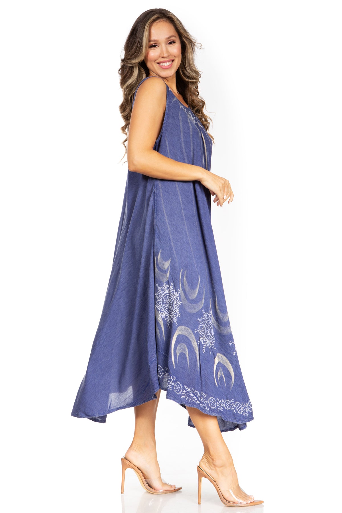 Tie Dye Sleeveless Caftan Dress