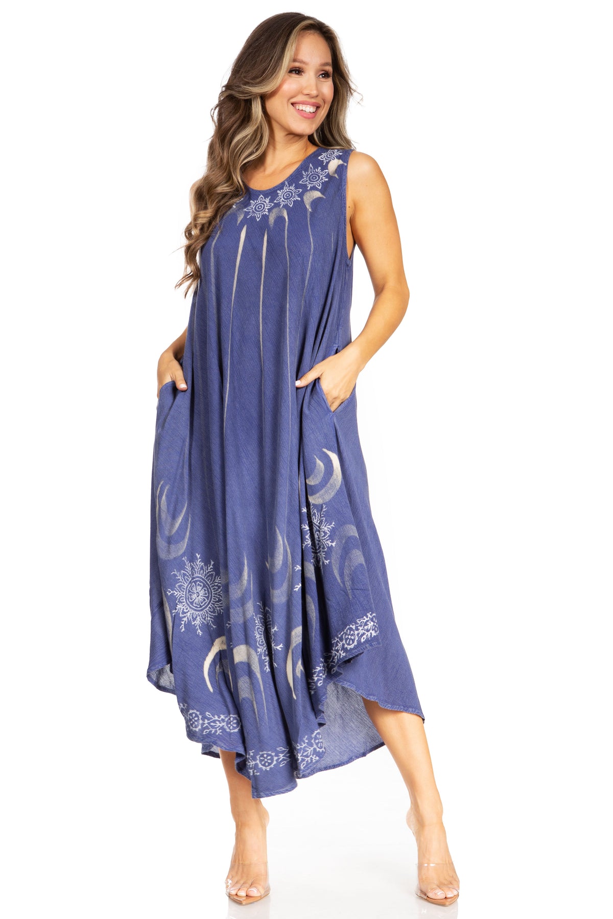 Tie Dye Sleeveless Caftan Dress