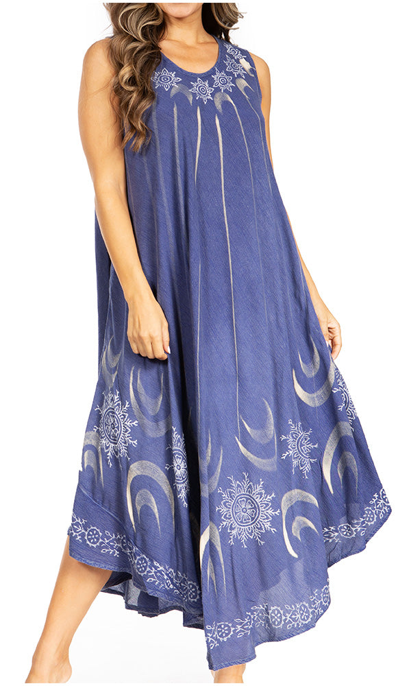 Tie Dye Sleeveless Caftan Dress