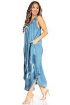 Tie Dye Sleeveless Caftan Dress